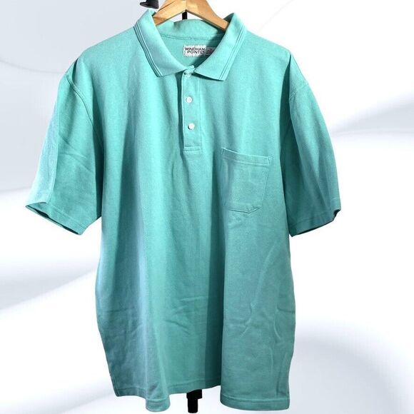 Windham Pointe Mens Aqua 3 Button Pocket Cotton Blend Polo Shirt Size XXL - Picture 1 of 9